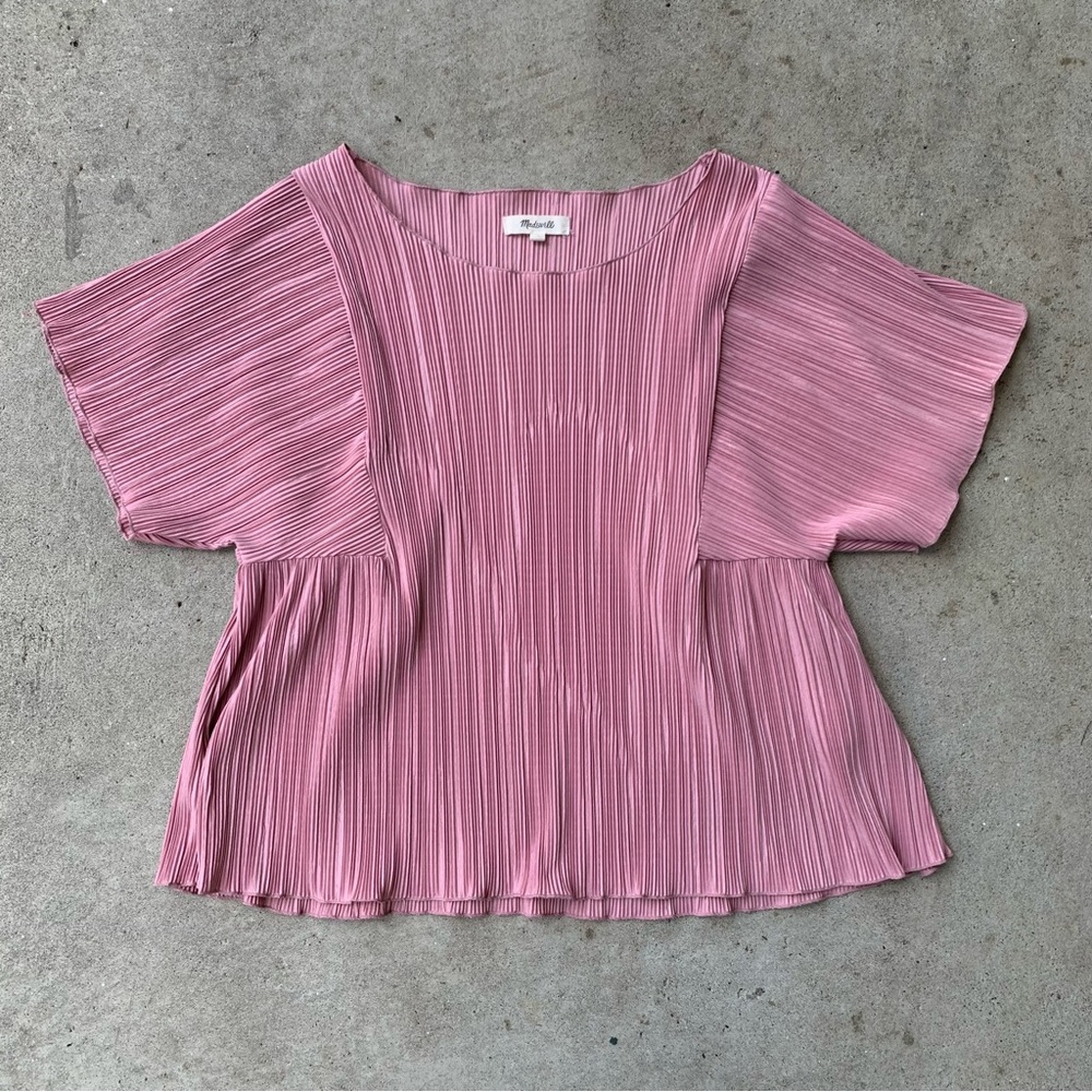 Madewell dusty pink Texture and Thread Micropleat short-sleeve shirt, SZ medium